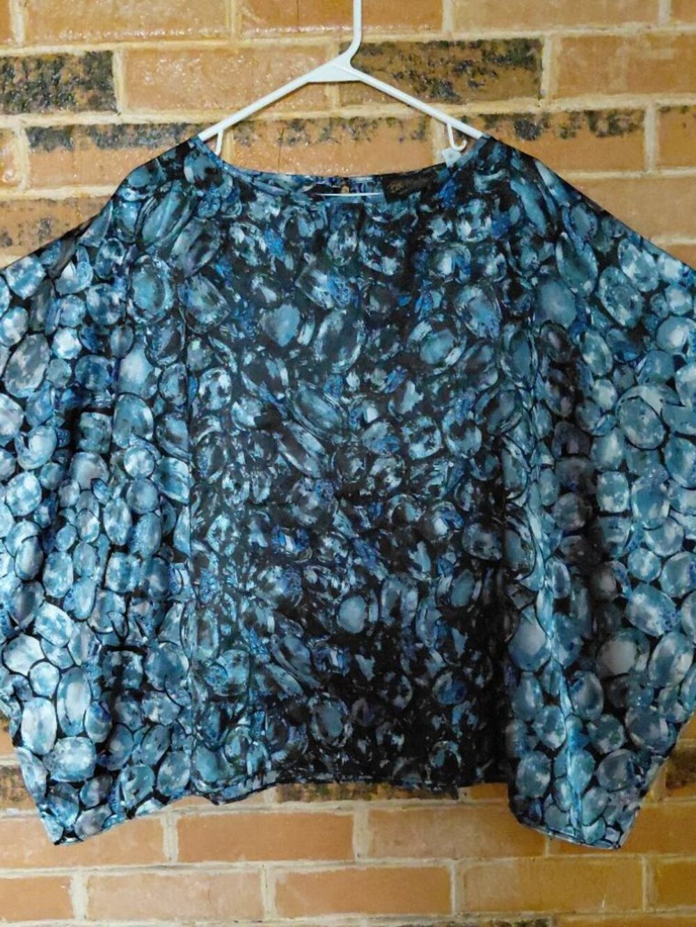 Bob Mackie Wearable Art Blue/Black Lagenlook Tunic Top